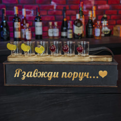 Набір чарок з вишнею та мандарином на підставці 6 шт ( вишня/мандарин ) в подарунковому пакуванні - Вишня/Манд